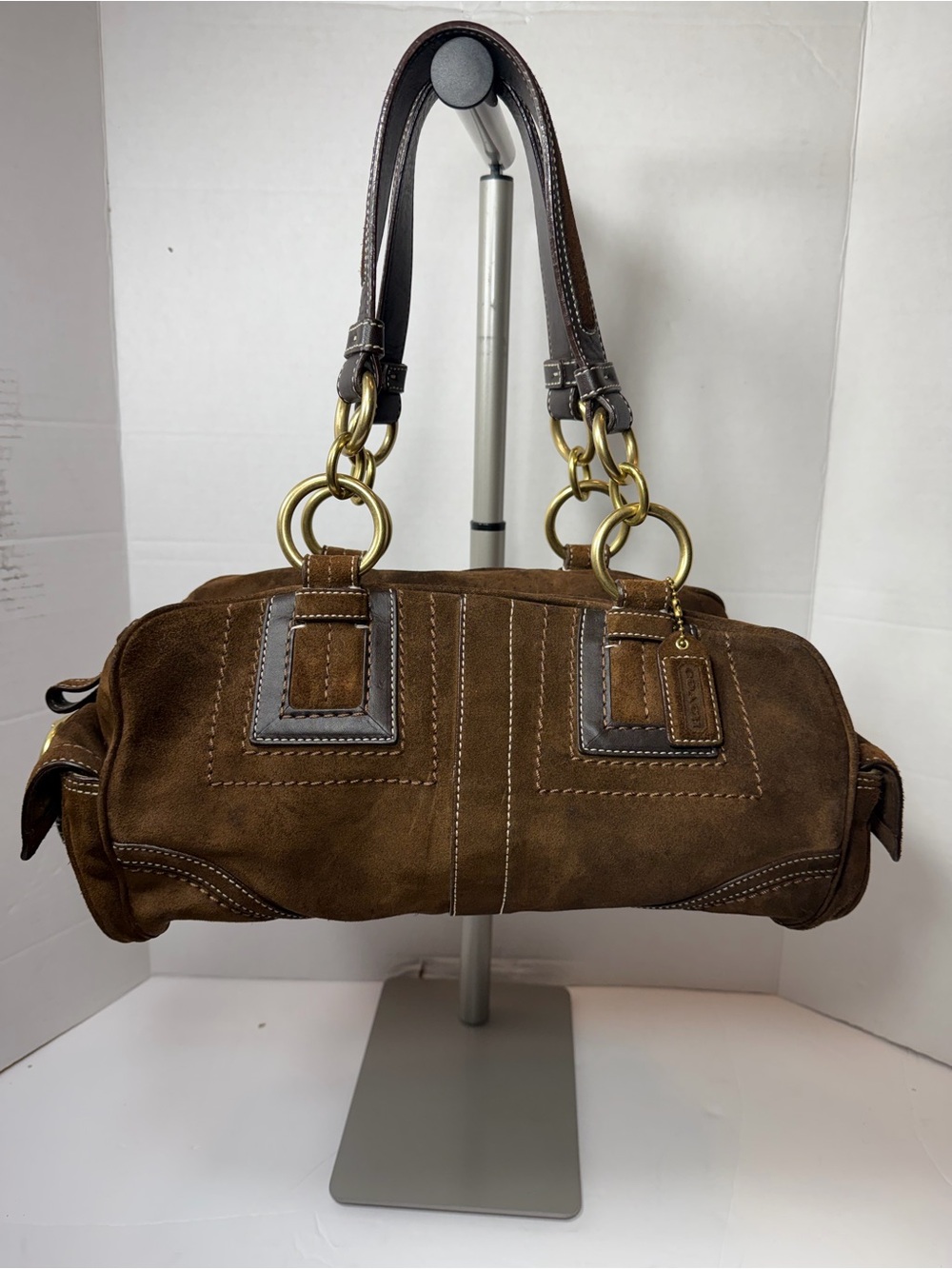 Coach SMALL 10061 Vintage Mia Soho Y2K Brown Suede ShoulderBag mold measlescars